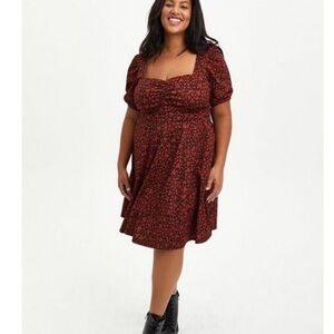 Torrid Heart Print Textured Knit Skater Dress
